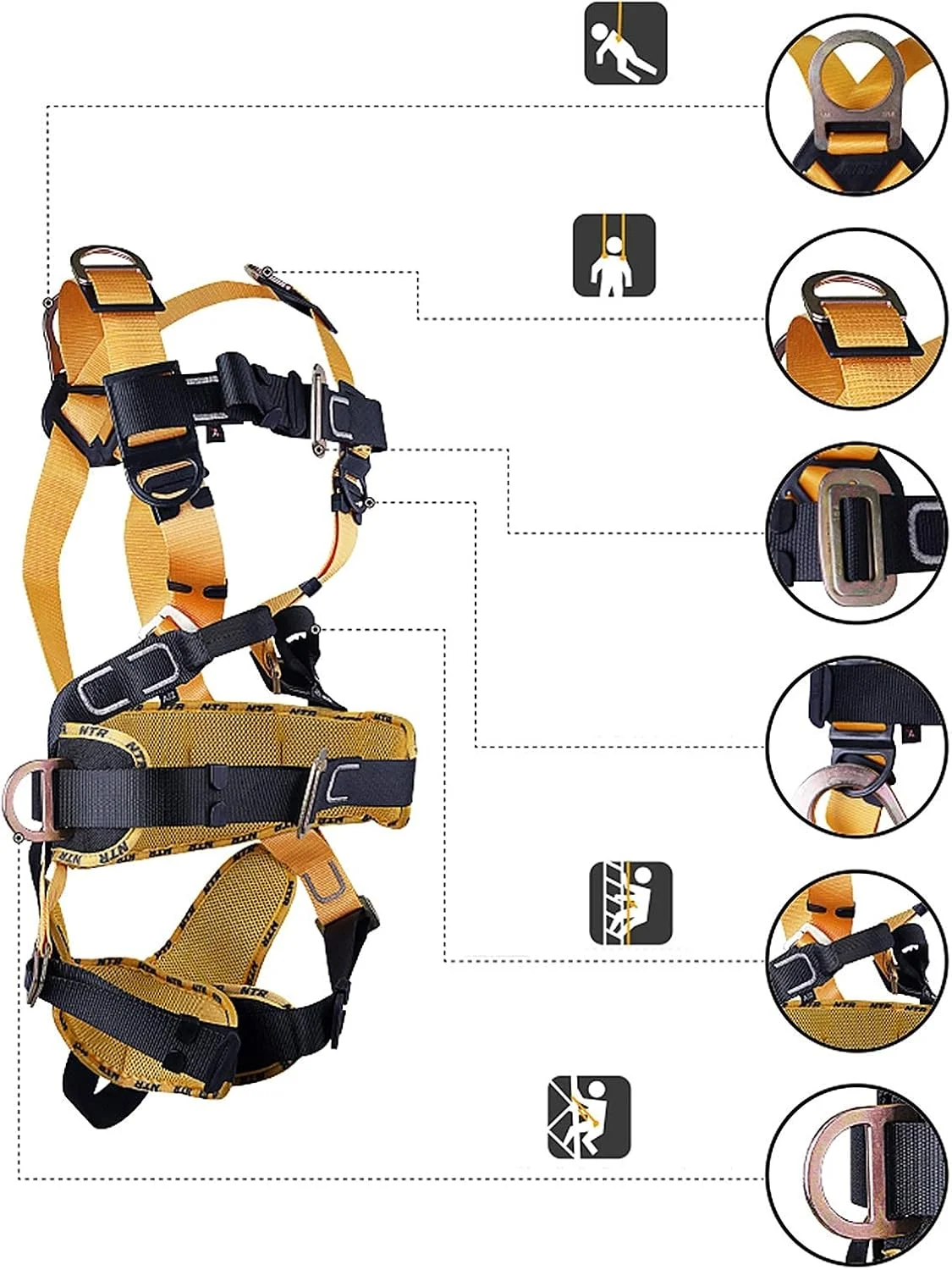 هارنس ایمنی جلوگیری از سقوط، هارنس مهار سقوط کوهنوردی، محافظت کامل بدن، کیت هارنس ایمنی محافظت در برابر سقوط برای هر خانواده