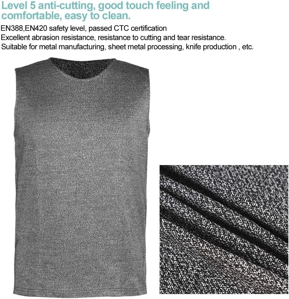 تی شرت محافظ سطح 5 AXIWOEI، تی شرت مقاوم در برابر برش، لوازم امنیتی محافظتی با کارایی بالا، برای کارگران در صنایع فلزی، پردازش چوب و شیشه - خاکستری
