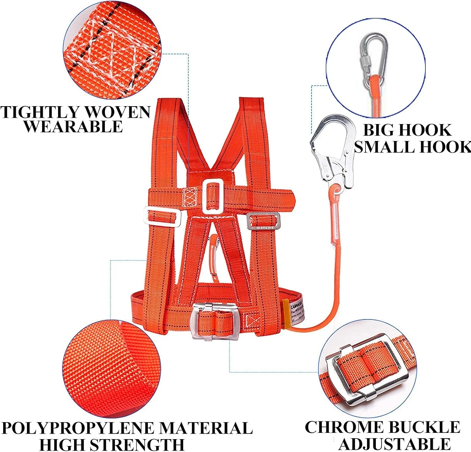 هارنس ایمنی جلوگیری از سقوط، هارنس نیم تنه صعود، مناسب برای کار در ارتفاع، کوهنوردی، محافظت شخصی در برابر سقوط، کیت هارنس ایمنی (قلاب بزرگ 5 متری) زندگی جالب، خانه شاد