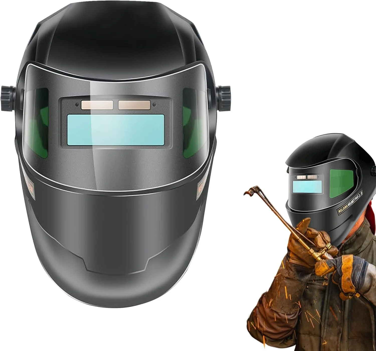 کلاه ایمنی جوشکاری با تیرگی خودکار - محافظ صورت برای جوشکاری، لحیم کاری، مناسب برای سایت های ساختمانی، نگهداری صنعتی، پروژه های مجسمه سازی، لوله کش ها و تعمیرکاران ابزارآلات کشاورزی