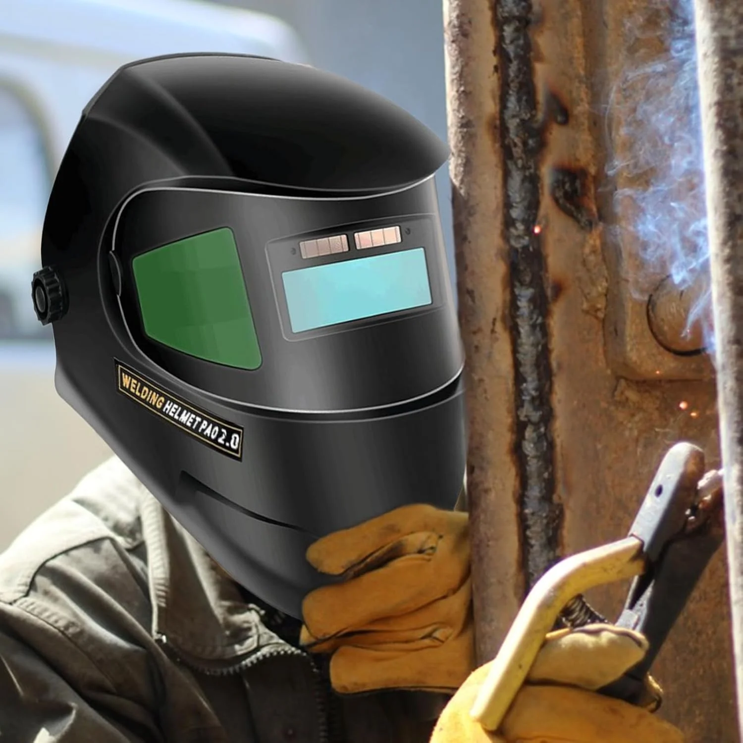 ماسک جوشکاری با تیرگی خودکار - محافظ جوشکاری و لحیم کاری برای تعمیرات خودرو، سایت ساخت و ساز، نگهداری صنعتی و جوشکاران حرفه ای