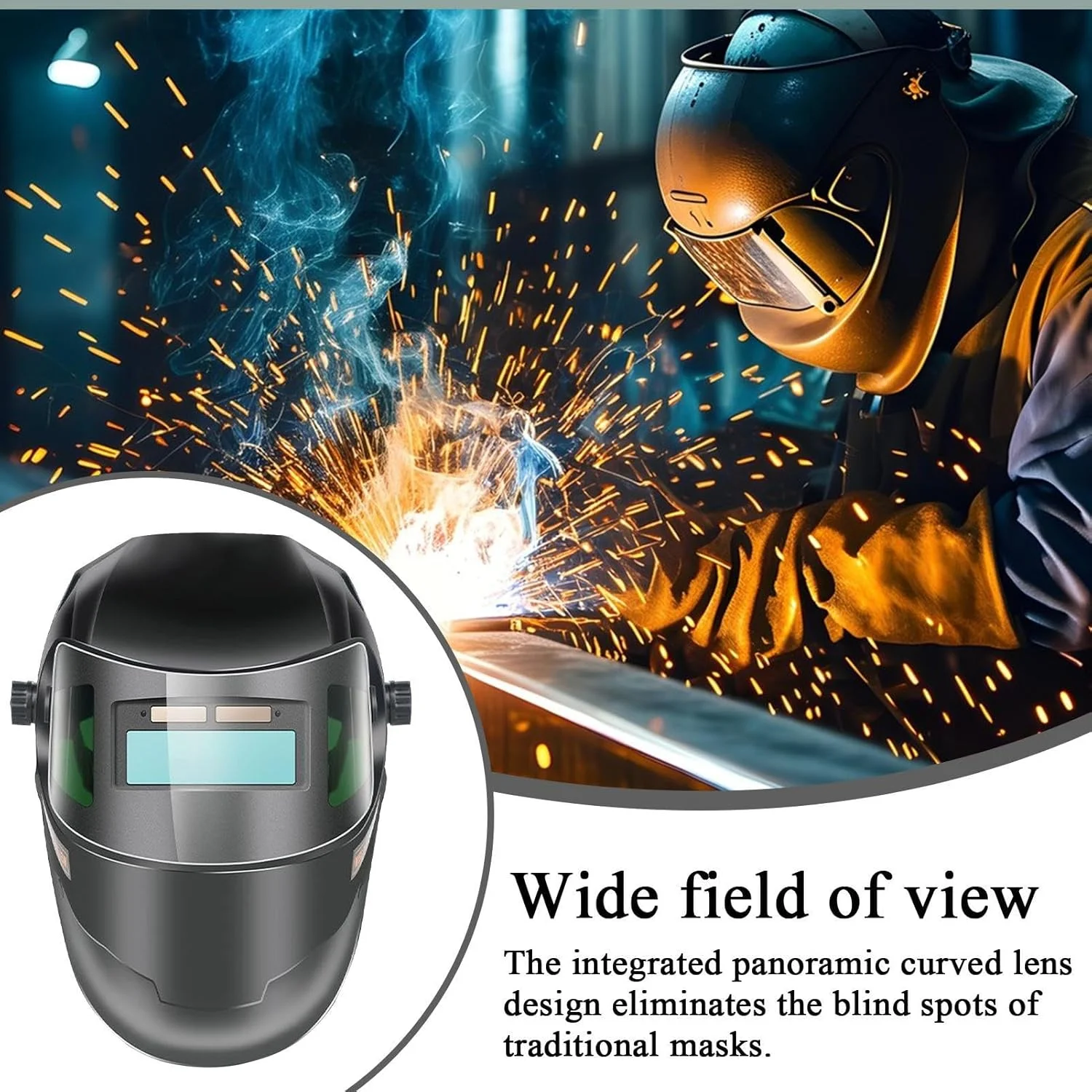 کلاه ایمنی جوشکاری با تیرگی خودکار - محافظ صورت برای جوشکاری، لحیم کاری، مناسب برای سایت های ساختمانی، نگهداری صنعتی، پروژه های مجسمه سازی، لوله کش ها و تعمیرکاران ابزارآلات کشاورزی