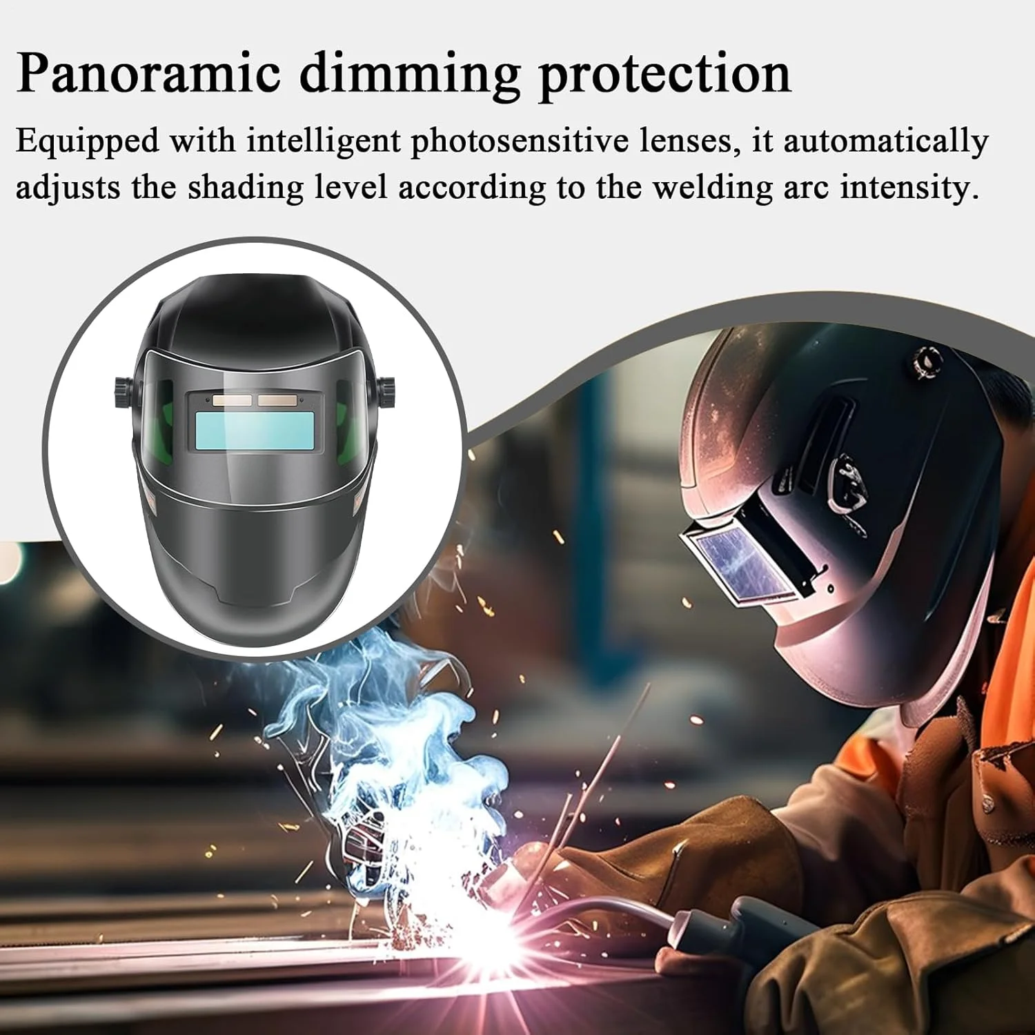 کلاه ایمنی جوشکاری با تیرگی خودکار - محافظ صورت برای جوشکاری، لحیم کاری، مناسب برای سایت های ساختمانی، نگهداری صنعتی، پروژه های مجسمه سازی، لوله کش ها و تعمیرکاران ابزارآلات کشاورزی