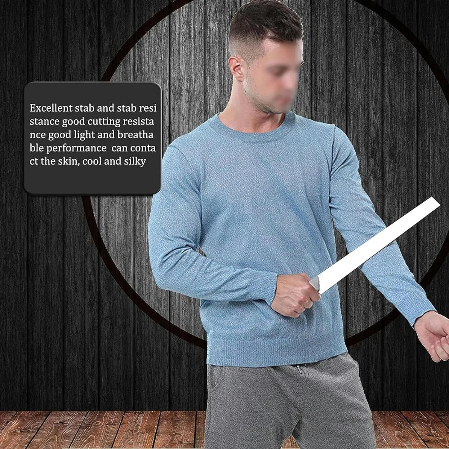 لباس محافظ ضد برش، یقه گرد آستین بلند، تجهیزات ضد برش سطح 5، برای بدن، تی شرت تاکتیکی کشسان