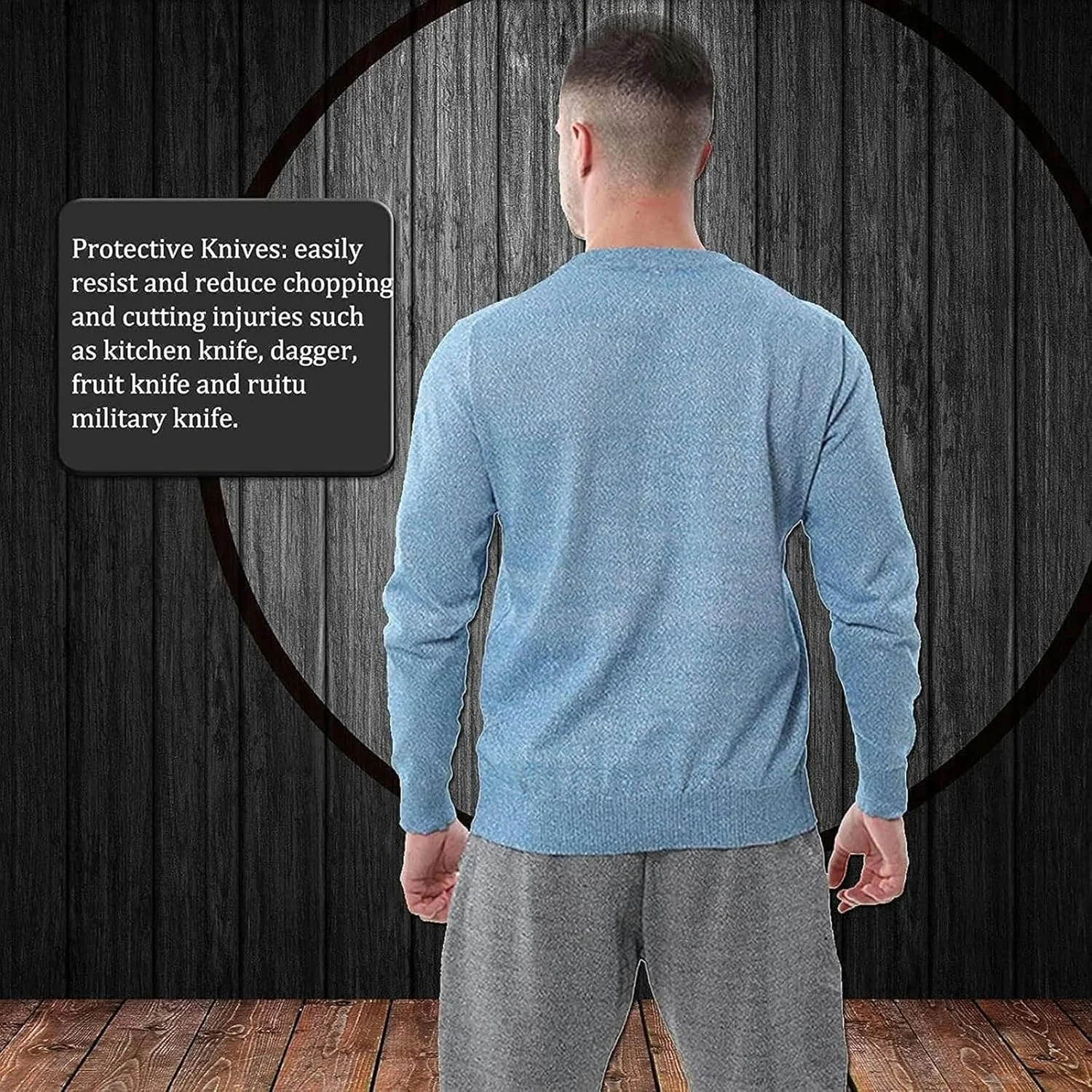 لباس محافظ ضد برش، یقه گرد آستین بلند، تجهیزات ضد برش سطح 5، برای بدن، تی شرت تاکتیکی کشسان