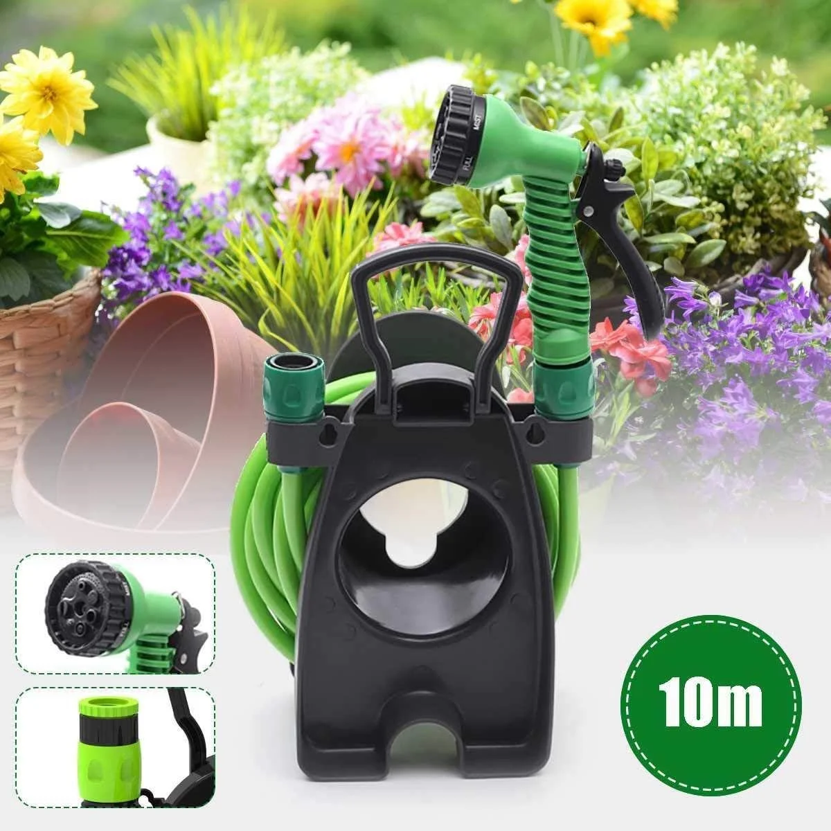 چرخ قرقره شلنگ باغ مینی قابل حمل WWART به همراه مجموعه آبپاش، مناسب برای مصارف کشاورزی، نگهداری خانگی، شستشوی خودرو با شلنگ 10 متری و مقاوم