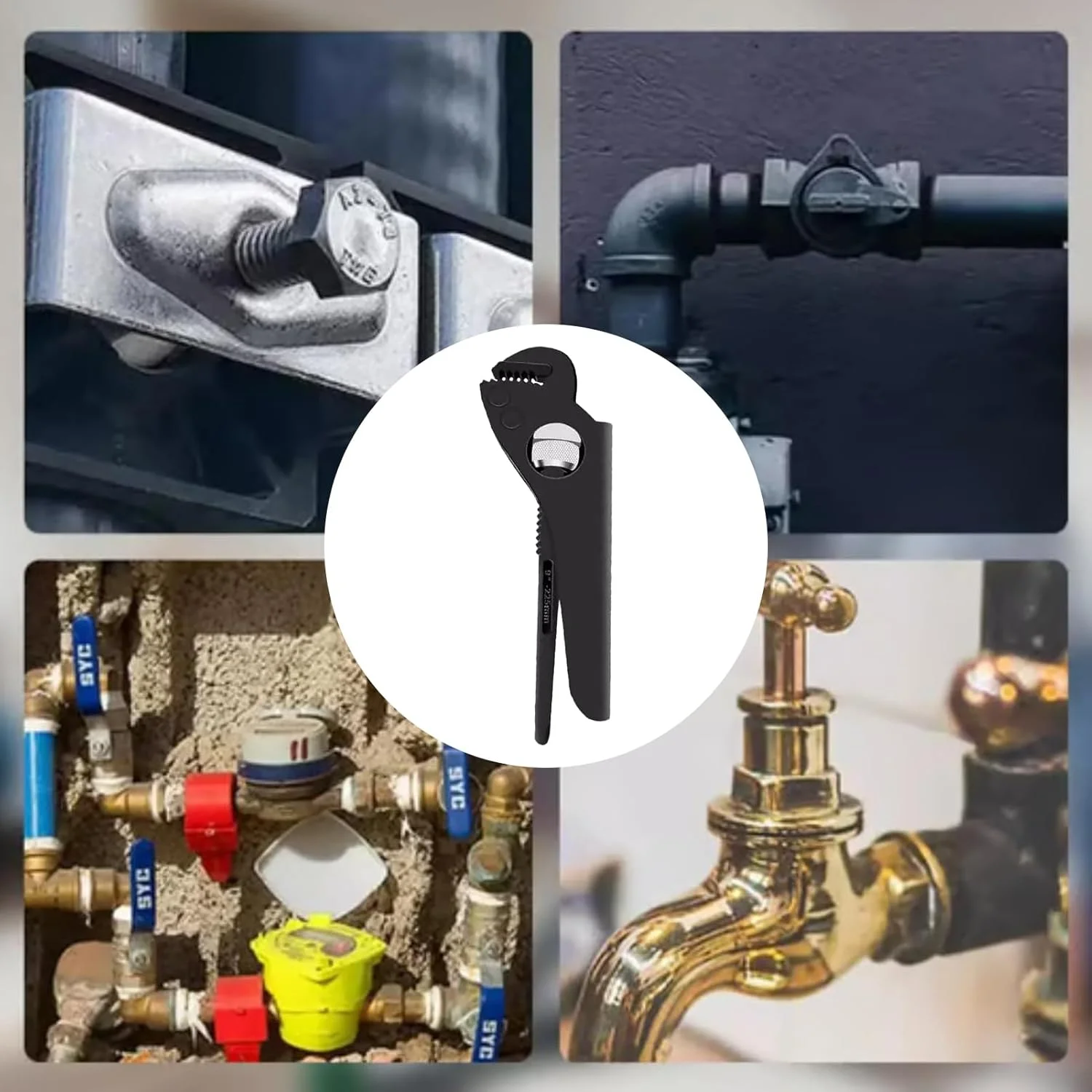 آچار لوله گیر، آچار لوله کشی صنعتی قابل تنظیم، ابزار تعمیر غیر لغزنده برای اتصالات، مهره ها، آبگرمکن، سینک کشاورزی، ساخت و ساز، حمام، گاراژ، کشاورز