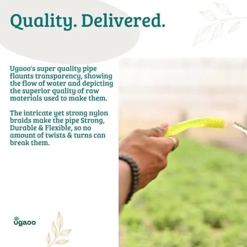 شلنگ آب بافته شده سبز UGAOO، لوله PVC با آداپتور شیر آب و 2 بست برای باغبانی خانگی، نظافت، استفاده در فضای باز و داخلی (قطر: 0.5 اینچ، طول: 10 متر) شلنگ آب بافته شده سبز UGAOO، لوله PVC با آداپتور شیر آب و 2 بست برای باغبانی خانگی، نظافت، استفاده در فضای باز و داخلی (قطر: 0.5 اینچ، طول: 10 متر)