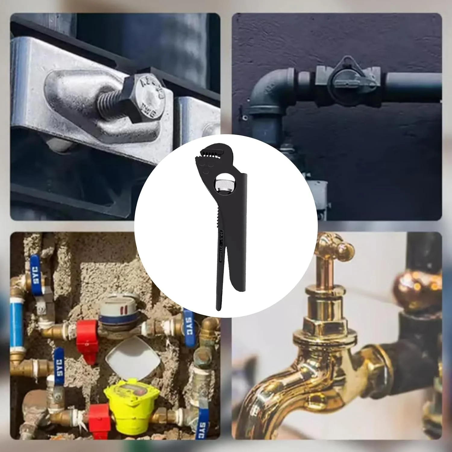 آچار لوله گیر - آچار لوله کشی با قابلیت تنظیم سریع 7-12 اینچ - ابزار تعمیر غیر لغزنده برای اتصالات، آبگرمکن، ساخت و ساز، سینک آشپزخانه، حمام، توالت، کشاورزی، لوله کش، کشاورز