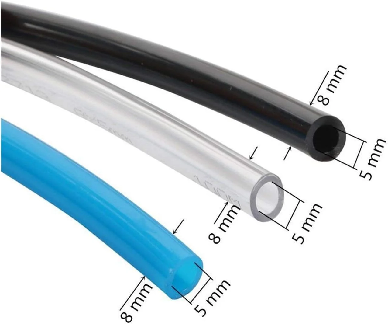 شلنگ باغ TRENTSNOOK، 10 متر 20 متر 8 * 5 میلی متر شلنگ PU لوله آبیاری کشاورزی باغبانی مشکی آبی سفید لوله پنوماتیک لوازم جانبی سیستم CO2 آکواریوم (رنگ: سفید، اندازه: 20 متر)