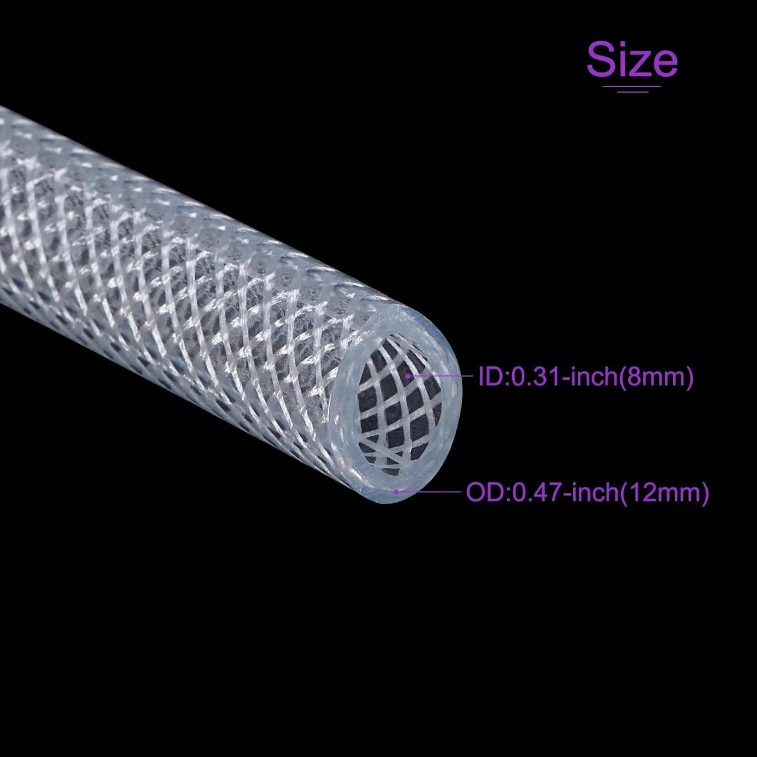 لوله PVC شفاف 8 میلیمتری ID 12 میلیمتری OD، شیلنگ بافته شده انعطاف پذیر برای لوله کشی آب و آبیاری کشاورزی، طول 3 متر لوله PVC شفاف 8 میلیمتری ID 12 میلیمتری OD، شیلنگ بافته شده انعطاف پذیر برای لوله کشی آب و آبیاری کشاورزی، طول 3 متر