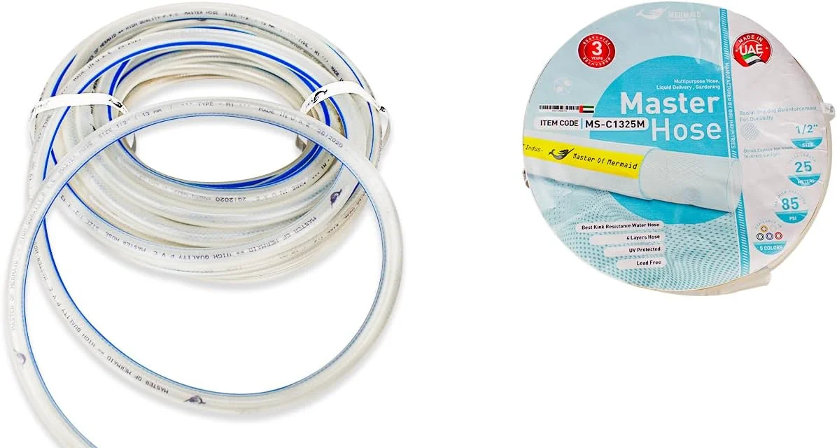 شلنگ آب تقویت شده باغ (شفاف) شلنگ آب آبیاری | شلنگ آبیاری انعطاف پذیر لوازم جانبی شامل نمی شود (1 اینچ × 25 متر)