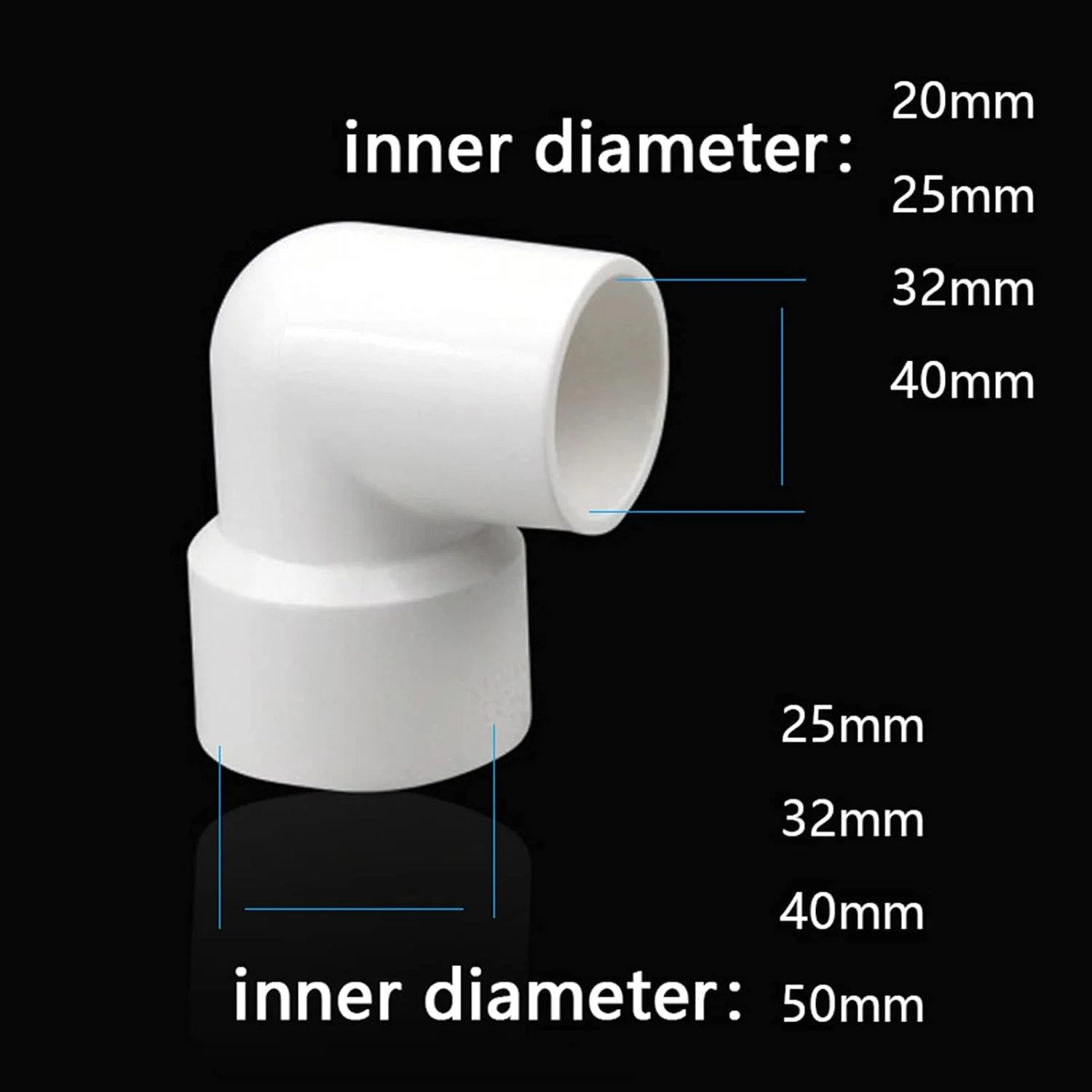 اتصالات کاهنده زانویی آب Shandongmt، سایز 25 تا 50 میلی‌متر به 20 تا 40 میلی‌متر، اتصالات آبیاری کشاورزی آکواریوم و تانک ماهی، اتصالات لوله آب باغبانی، 1 عدد آداپتور شلنگ آب