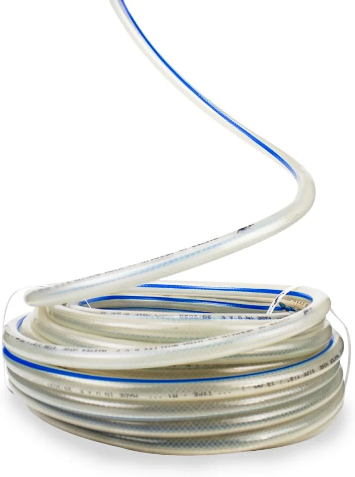 شلنگ آب تقویت شده باغ (شفاف) شلنگ آب آبیاری | شلنگ آبیاری انعطاف پذیر لوازم جانبی شامل نمی شود (1 اینچ × 25 متر)