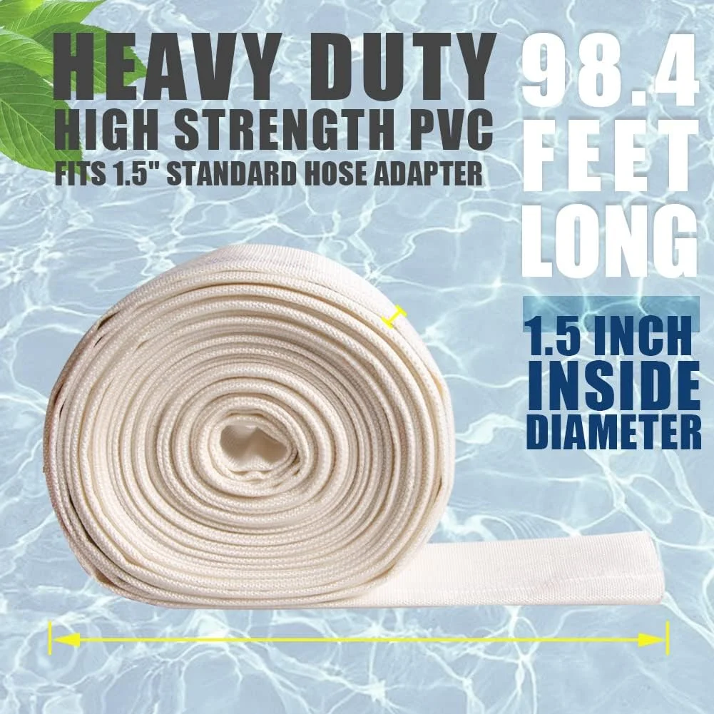 شلنگ تخلیه آب استخر پی وی سی تقویت شده QuQuyi، 1.5 اینچ در 98.4 فوت، لوله تخلیه آب چند منظوره برای کاربردهای انتقال آب، سفید شلنگ تخلیه آب استخر پی وی سی تقویت شده QuQuyi، 1.5 اینچ در 98.4 فوت، لوله تخلیه آب چند منظوره برای کاربردهای انتقال آب، سفید