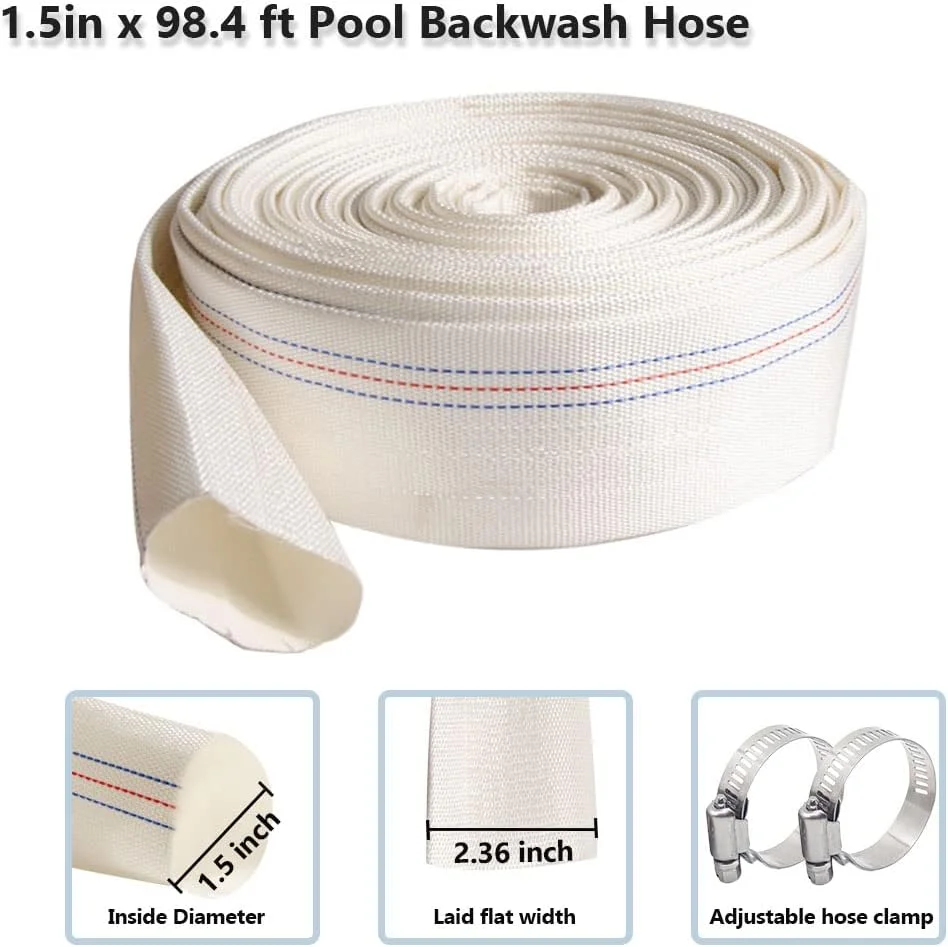 شلنگ تخلیه آب استخر پی وی سی تقویت شده QuQuyi، 1.5 اینچ در 98.4 فوت، لوله تخلیه آب چند منظوره برای کاربردهای انتقال آب، سفید شلنگ تخلیه آب استخر پی وی سی تقویت شده QuQuyi، 1.5 اینچ در 98.4 فوت، لوله تخلیه آب چند منظوره برای کاربردهای انتقال آب، سفید