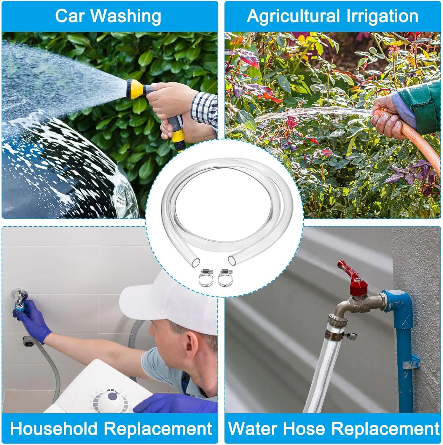 شلنگ وینیل شفاف PATIKIL، شناسه 1 اینچ در 1.18 اینچ OD در طول 6.5 فوت، لوله پلاستیکی PVC انعطاف پذیر با 2 بست استیل ضد زنگ برای انتقال مایعات، شفاف شلنگ وینیل شفاف PATIKIL، شناسه 1 اینچ در 1.18 اینچ OD در طول 6.5 فوت، لوله پلاستیکی PVC انعطاف پذیر با 2 بست استیل ضد زنگ برای انتقال مایعات، شفاف