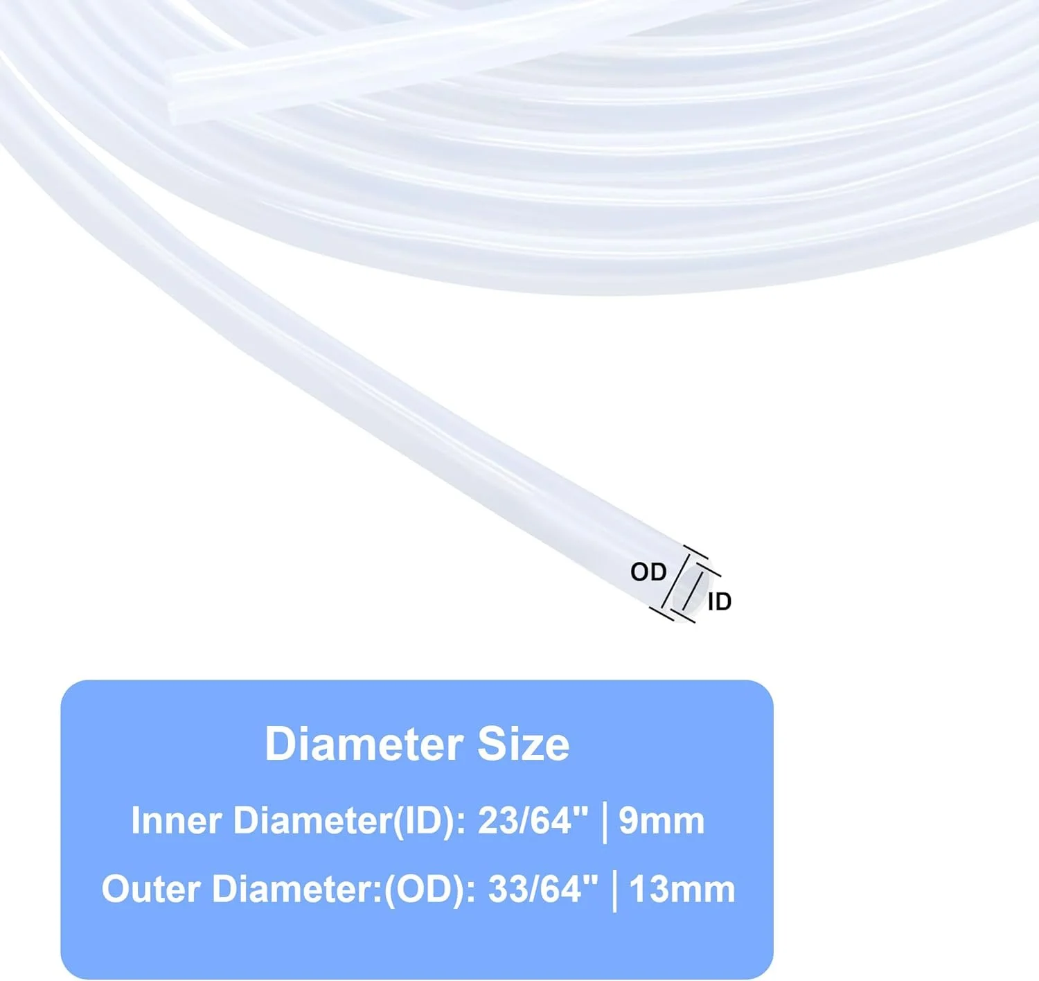 شلنگ سیلیکونی شفاف LAVMHAB، مناسب برای مواد غذایی، سایز 9mm x 13mm، طول 4 متر (13.1 فوت)، ضخامت 2.0mm، لوله سیلیکونی لاستیکی انعطاف پذیر برای شلنگ هوا و لوله های آب