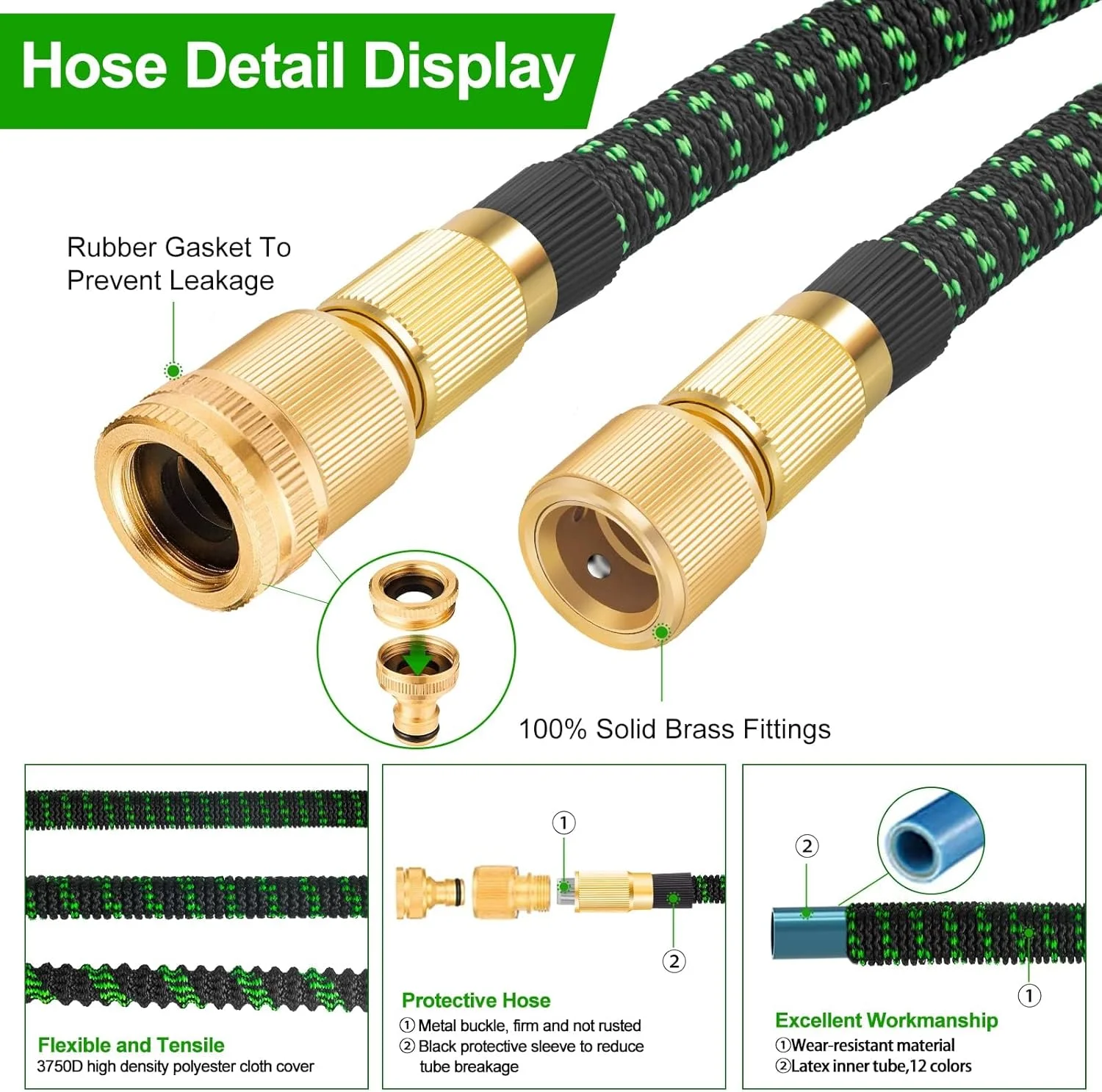 شلنگ آب جمعشونده باغ KOWVOWZ، طول 30 متر، ضد گره خوردگی و بادوام، شلنگ لاتکس 3 لایه، شلنگ آب انعطافپذیر با قابلیت افزایش طول 3 برابر، دارای نازل اسپری 10 حالته و اتصالات برنجی جامد 3/4 و 1/2 اینچ شلنگ آب جمعشونده باغ KOWVOWZ، طول 30 متر، ضد گره خوردگی و بادوام، شلنگ لاتکس 3 لایه، شلنگ آب انعطافپذیر با قابلیت افزایش طول 3 برابر، دارای نازل اسپری 10 حالته و اتصالات برنجی جامد 3/4 و 1/2 اینچ