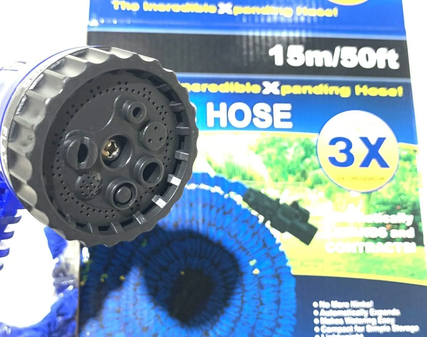 شیلنگ جادویی هایلن با سری های اسپری، شیلنگ باغ قابل گسترش، آبی، 15 متر شیلنگ جادویی هایلن با سری های اسپری، شیلنگ باغ قابل گسترش، آبی، 15 متر