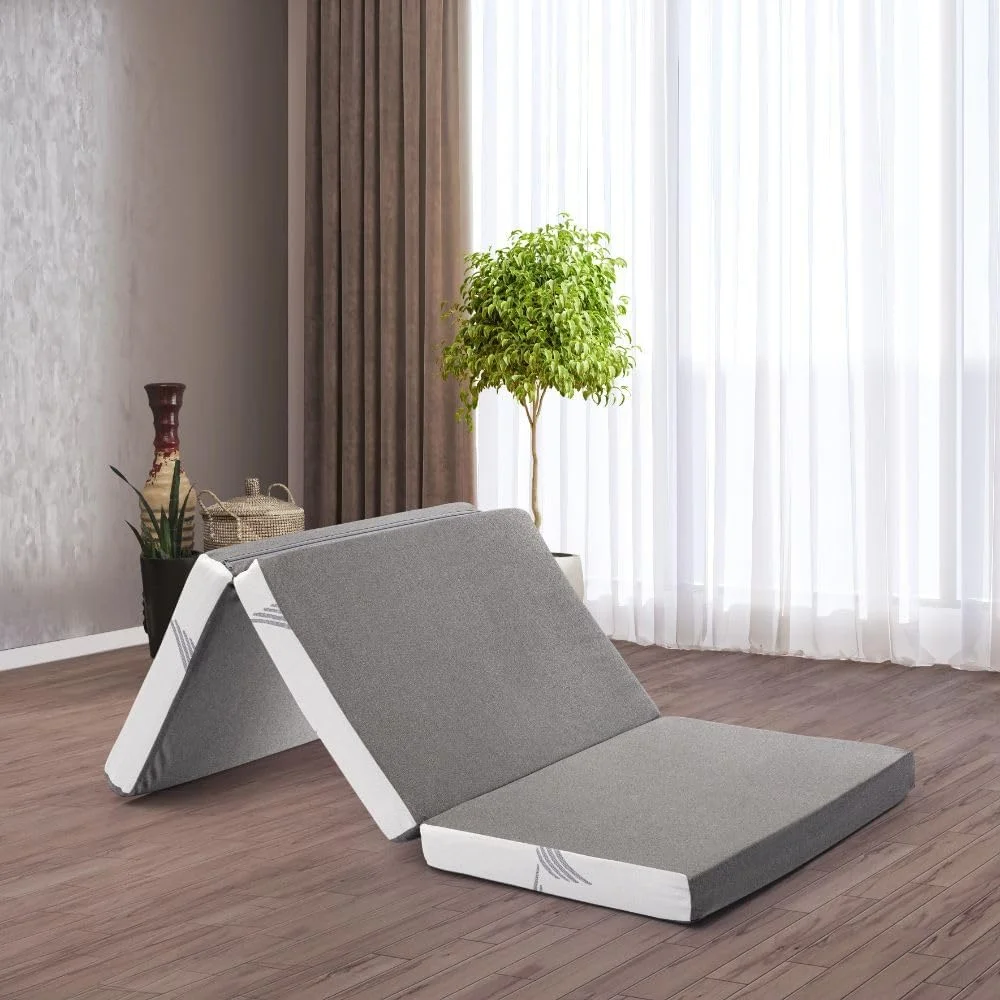 تشک سه لایه یک نفره ویک فیت | تشک تاشو، تشک تاشو تخت یک نفره، تشک تخت 4 اینچی (180x90x10 سانتی متر / 72x36x4 اینچ، درجه سفتی متوسط، خاکستری) تشک سه لایه یک نفره ویک فیت | تشک تاشو، تشک تاشو تخت یک نفره، تشک تخت 4 اینچی (180x90x10 سانتی متر / 72x36x4 اینچ، درجه سفتی متوسط، خاکستری)