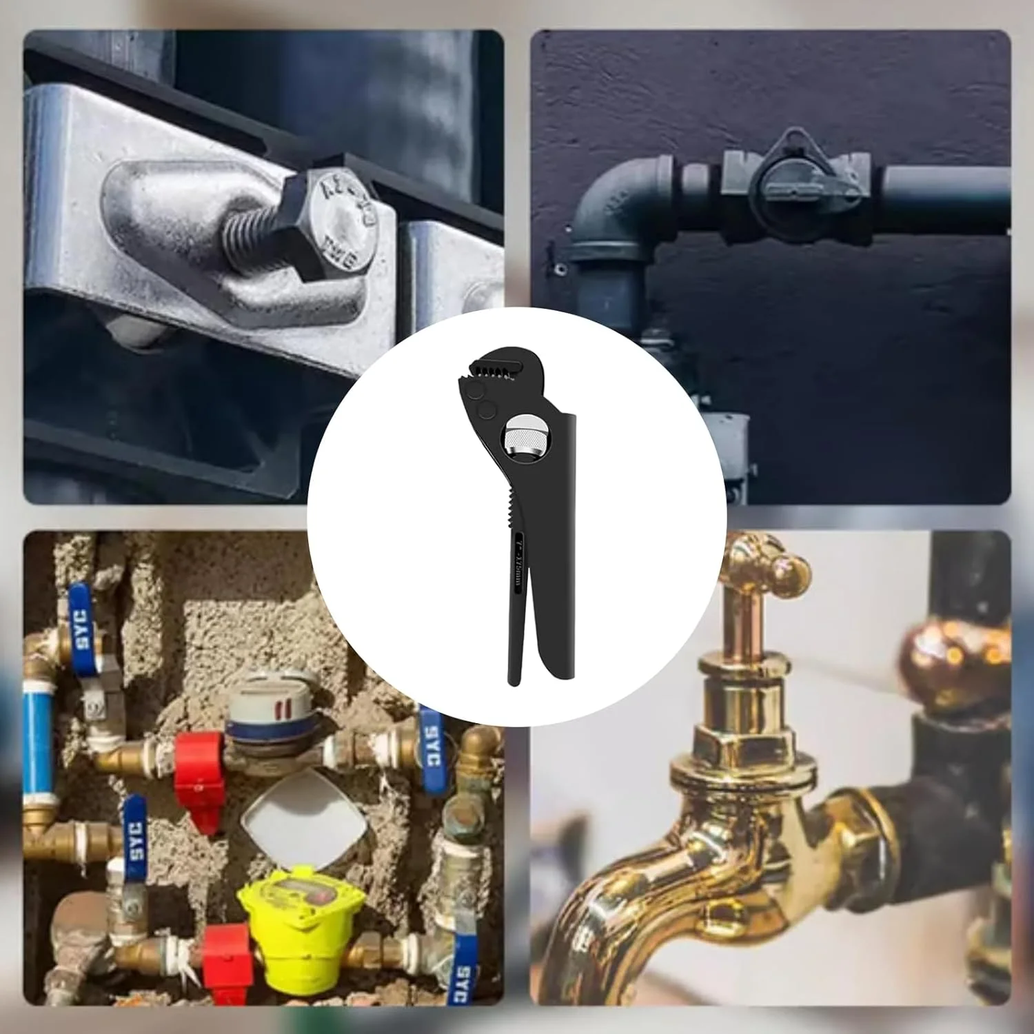 آچار لوله گیر قابل تنظیم، آچار لوله کشی قابل تنظیم - ابزار تعمیر غیر لغزنده برای اتصالات، آبگرمکن، ساخت و ساز، سینک آشپزخانه، حمام، توالت، کشاورزی، لوله کش، کشاورز