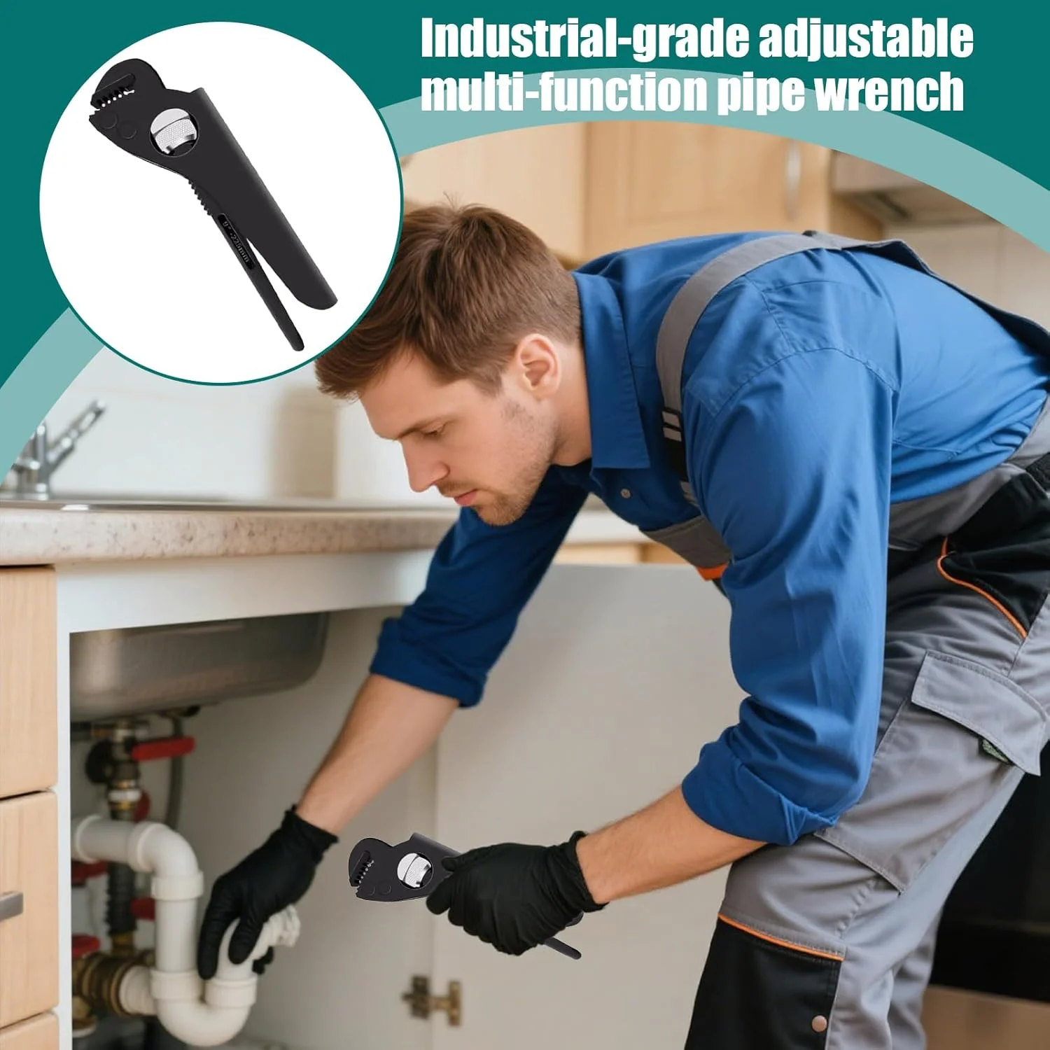 آچار لوله گیر | آچار لوله کشی قابل تنظیم | انبر چند منظوره برای مهره ها، اتصالات، شیرآلات، آبگرمکن، سینک، آشپزخانه، منزل، گاراژ، توالت، ساخت و ساز، کشاورزی