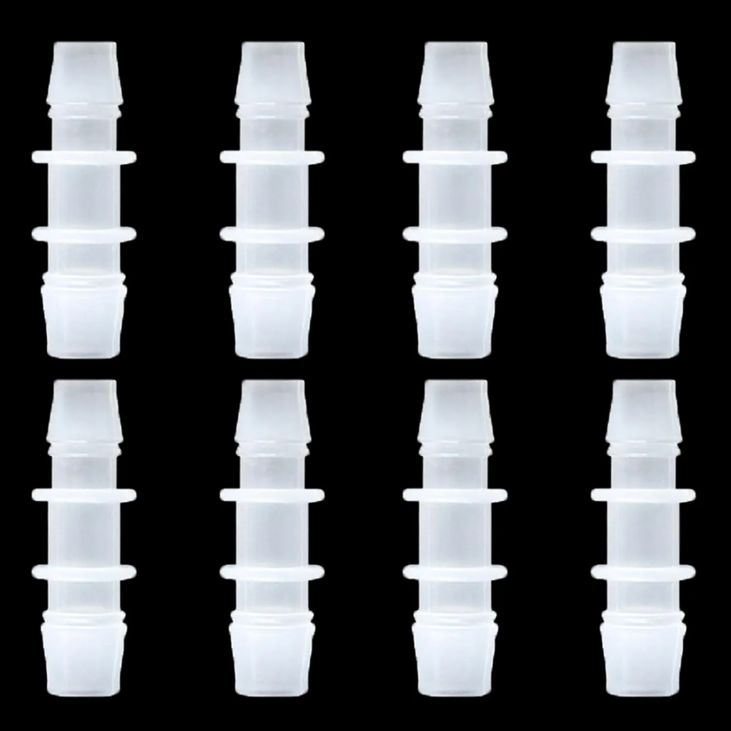 اتصال شلنگ پلاستیکی 4.8x7.9 میلی‌متر، اتصال دهنده لوله PP، اتصال مستقیم شلنگ، اتصال کاهنده خاردار مستقیم از طریق کیت برای سیستم‌های آبیاری کشاورزی باغ 8 عدد