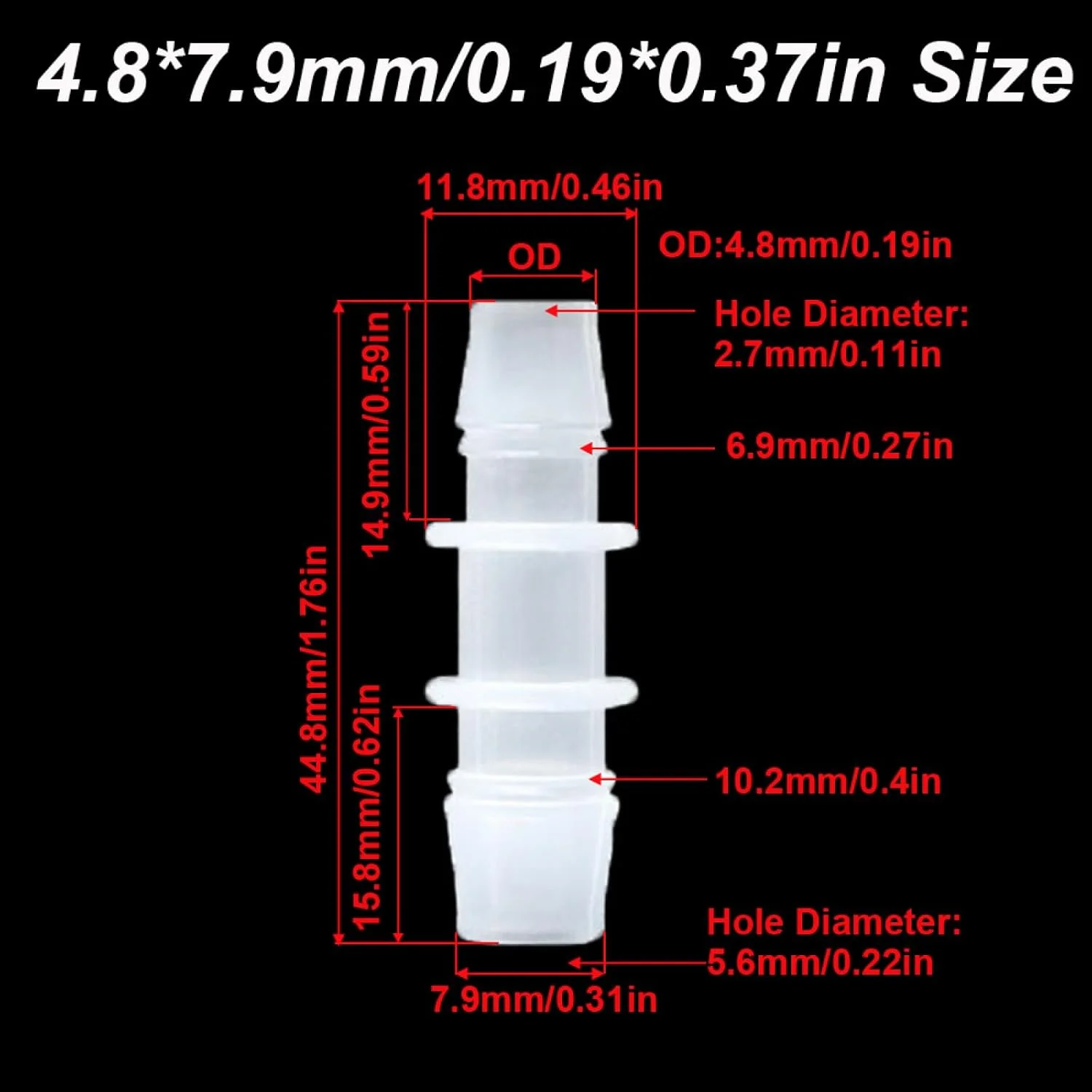 اتصال شلنگ پلاستیکی 4.8x7.9 میلیمتر، اتصال دهنده لوله PP، اتصال مستقیم شلنگ، اتصال کاهنده خاردار مستقیم از طریق کیت برای سیستمهای آبیاری کشاورزی باغ 8 عدد اتصال شلنگ پلاستیکی 4.8x7.9 میلیمتر، اتصال دهنده لوله PP، اتصال مستقیم شلنگ، اتصال کاهنده خاردار مستقیم از طریق کیت برای سیستمهای آبیاری کشاورزی باغ 8 عدد