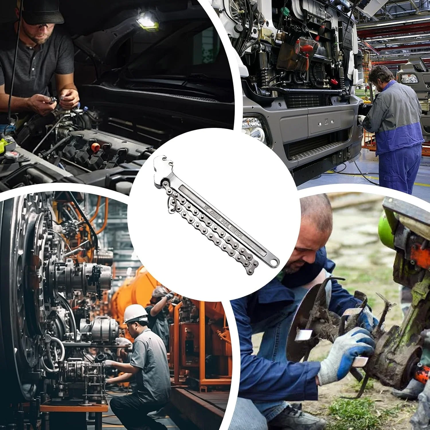 آچار زنجیری | آچار زنجیری اتصالات لوله 16 اینچی | ابزار تعمیرات خودرو سنگین قابل تنظیم برای مهندسی، لوله کشی، مکانیک، ماشین آلات کشاورزی و کامیون