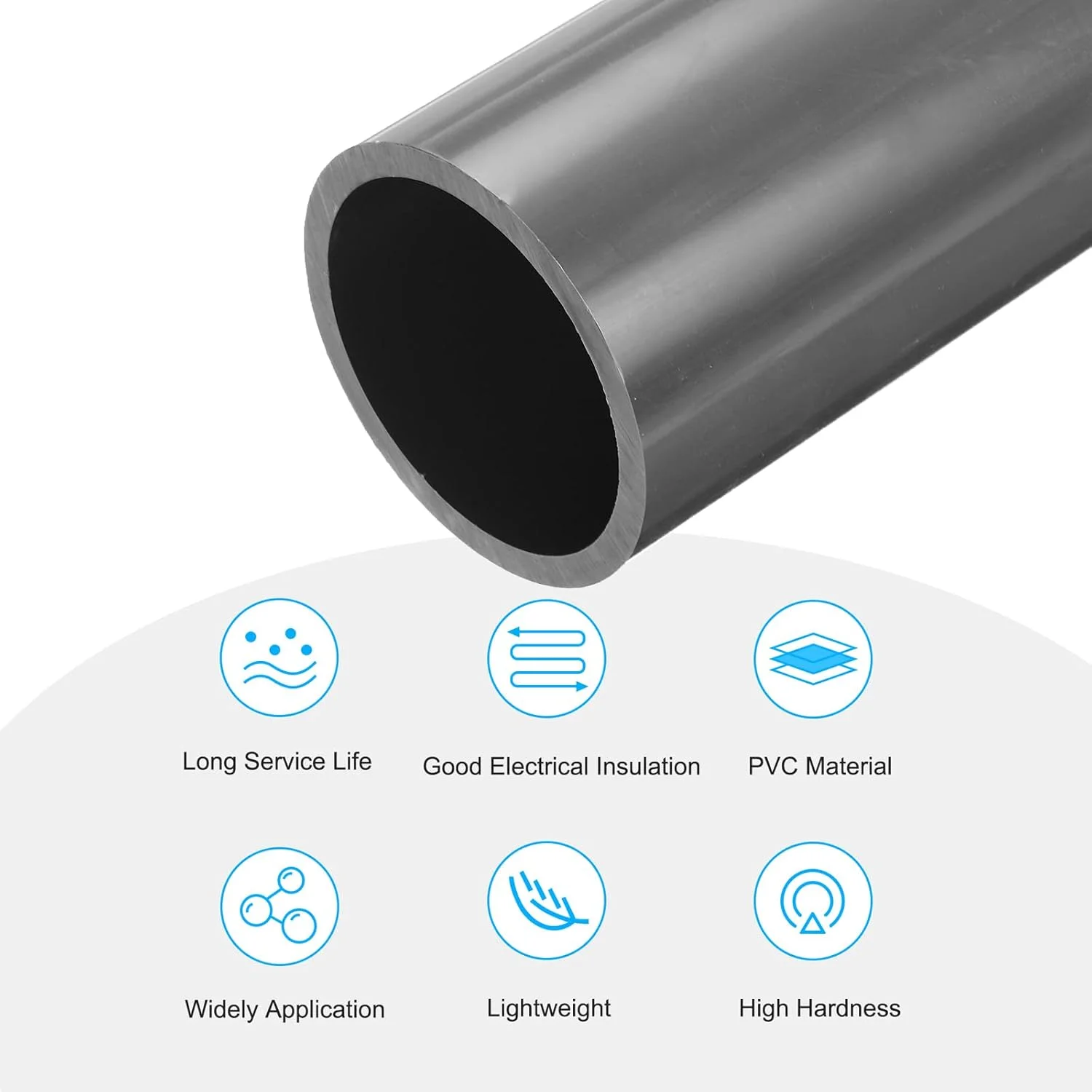 بسته 2 عددی لوله پی وی سی QUARKZMAN، قطر 63.8 میلی متر، طول 300 میلی متر، لوله پلاستیکی گرد برای باغ، آکواریوم، لوله آب، کانال کابل، لوله تهویه (خاکستری)