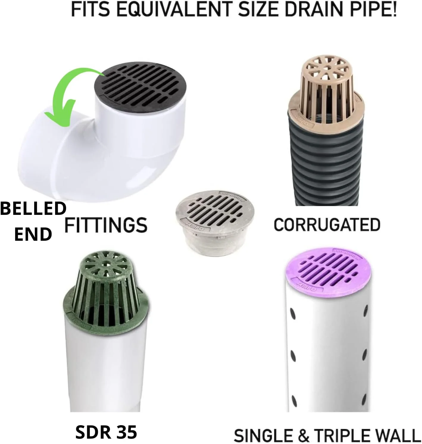 دریچه فاضلاب حیاطی گرد 6 اینچی ممتاز One Stop Outdoor ساخت آمریکا - مناسب برای تمام لوله ها و اتصالات فاضلاب 6 اینچی، همچنین مناسب برای لوله های سه جداره و لوله های منظره دار موجدار 6 اینچی (TAN)