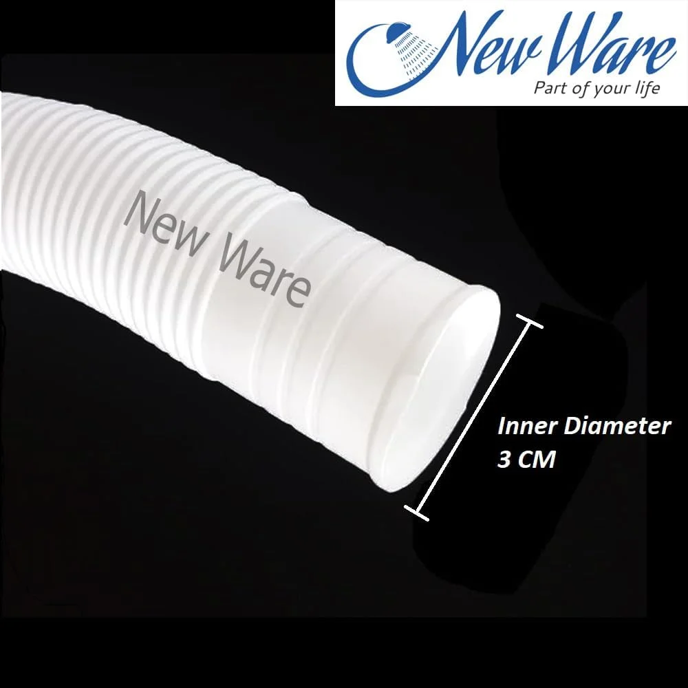 لوله خروجی ماشین لباسشویی NEW WARE® مناسب برای تمام ماشین های لباسشویی اتوماتیک/نیمه اتوماتیک | لوله خروجی پلاستیکی راه راه | لوله تخلیه | لوله شلنگ توسعه | لوله آب کثیف - 5 متر