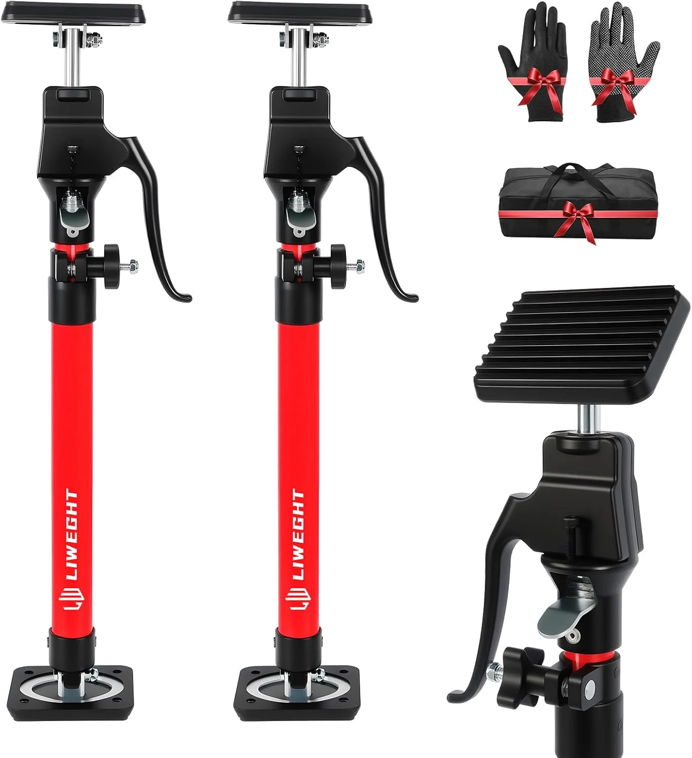 پک 2 عددی جک کابینت LIWEGHT، میله نگهدارنده تلسکوپی ارتقا یافته، ابزار دست سوم با ارتفاع قابل تنظیم، بالابر مبلمان، برای نجاری، نصب دیوار خشک، نصب کابینت بالایی، پروژه های DIY (60-115 سانتی متر)