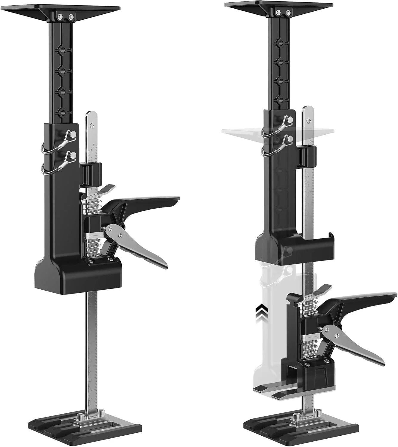 جک کابینت MAKINGTEC برای نصب کابینت، بسته 2 عددی، ابزار جک بالابر دستی چند منظوره با قابلیت تنظیم ارتفاع 0 تا 23.4 اینچ، سیستم پشتیبانی دست سوم