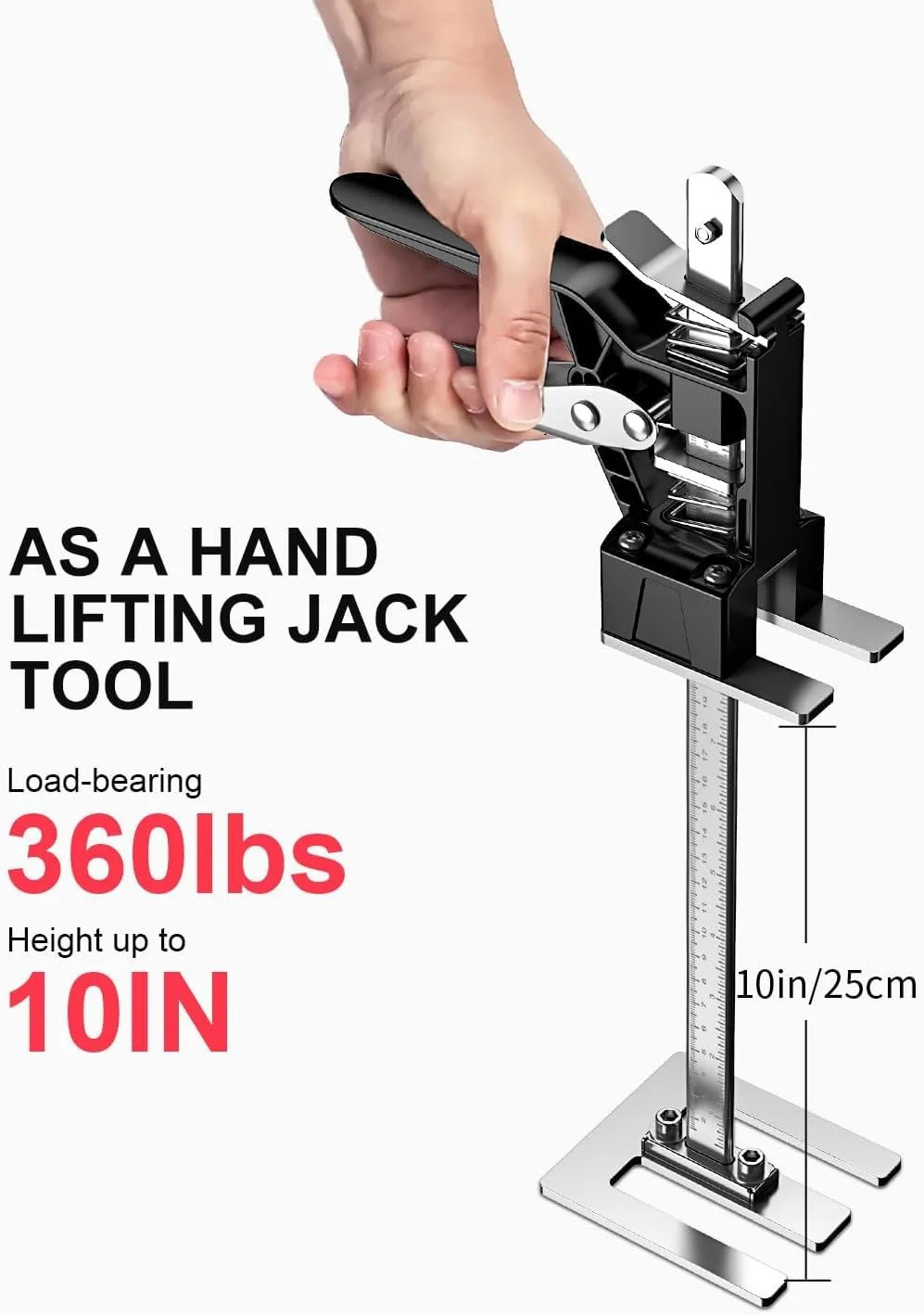 جک کابینت MAKINGTEC برای نصب کابینت، بسته 2 عددی، ابزار جک بالابر دستی چند منظوره با قابلیت تنظیم ارتفاع 0 تا 23.4 اینچ، سیستم پشتیبانی دست سوم