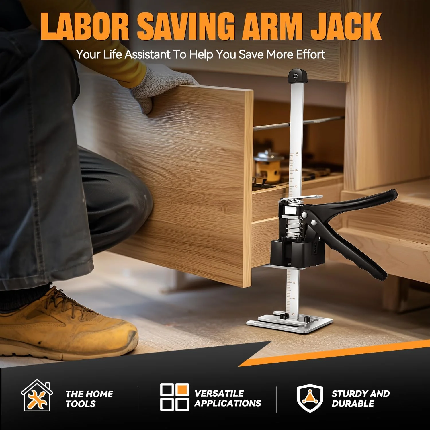 جک بازوی صرفه جویی در کار Auto Dynasty، جک های چند منظوره مبلمان 15 اینچی، ارتفاع بالابر 10 اینچی با ظرفیت باربری 440 پوند، ابزار بالابر مبلمان، جک تخت برای پنجره ها، درها، دیوار خشک، بالابر مبلمان (2 عدد)