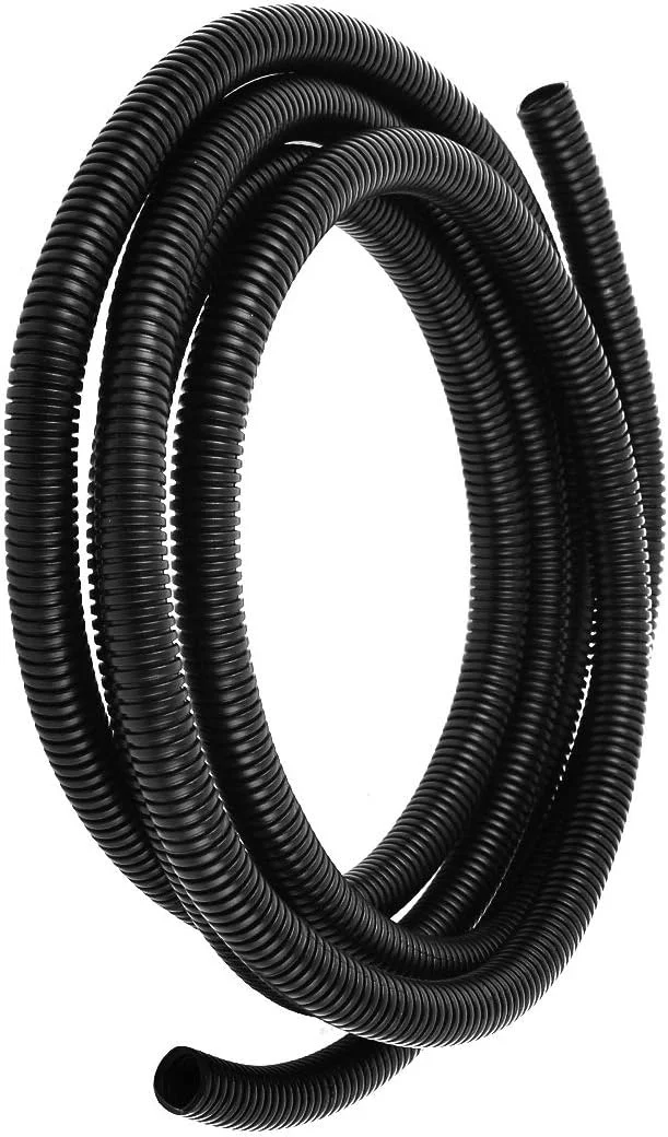 Aexit لوله خرطومی راه راه انعطاف پذیر PVC مشکی 10 میلی متری 2.5 متری (تجهیزات الکتریکی) لوله مارپیچ کابل
