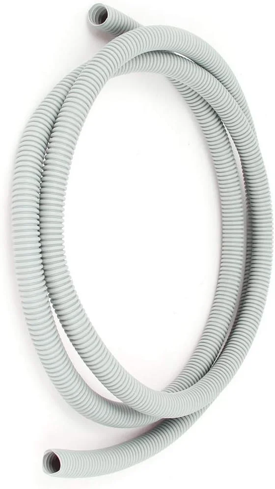 Aexit لوله خرطومی راه راه پلاستیکی خاکستری (تجهیزات الکتریکی) 16 میلی متر x 12 میلی متر طول 2 متر