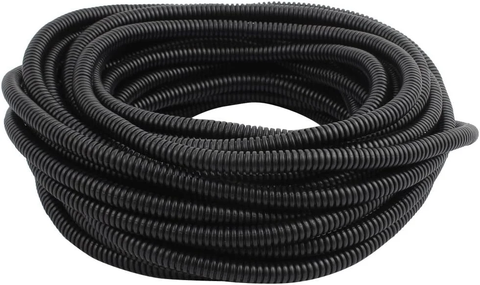 لوله خرطومی راه راه انعطاف پذیر پلاستیکی مشکی 6.5 میلی متر در 10 میلی متر طول 11.7 متر