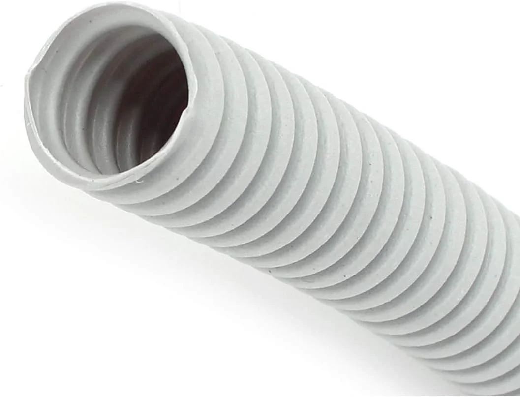 Aexit لوله خرطومی راه راه پلاستیکی خاکستری (تجهیزات الکتریکی) 16 میلی متر x 12 میلی متر طول 2 متر