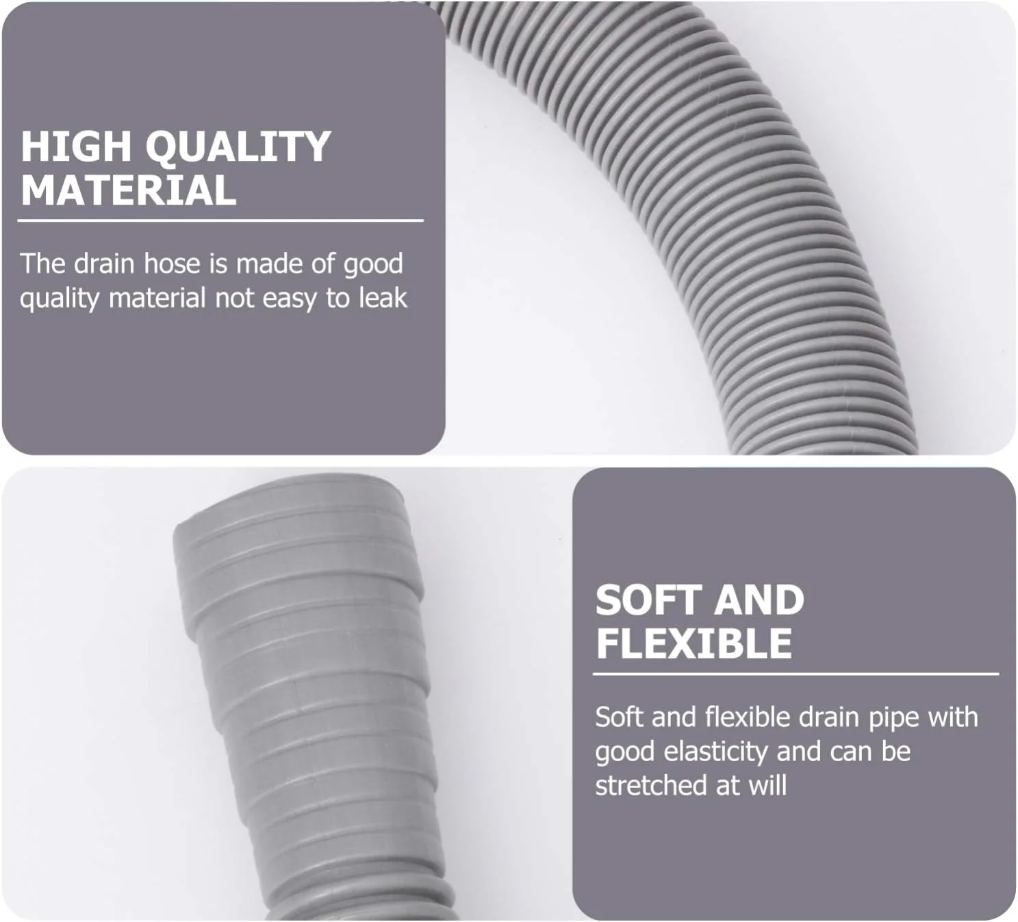 لوله تخلیه ماشین لباسشویی، لوازم جانبی شلنگ های راه راه، سازگار با لوله های جهانی لوازم خانگی، مناسب برای اکثر نصب ها و ماشین های ضخیم شده، جایگزین لوله تخلیه آب خانگی