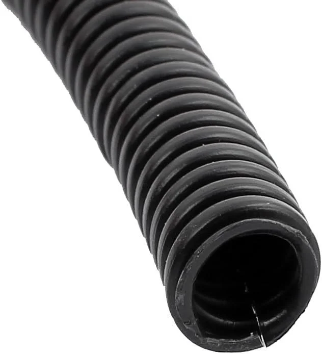 لوله خرطومی راه راه انعطاف پذیر پلاستیکی مشکی 6.5 میلی متر در 10 میلی متر طول 11.7 متر