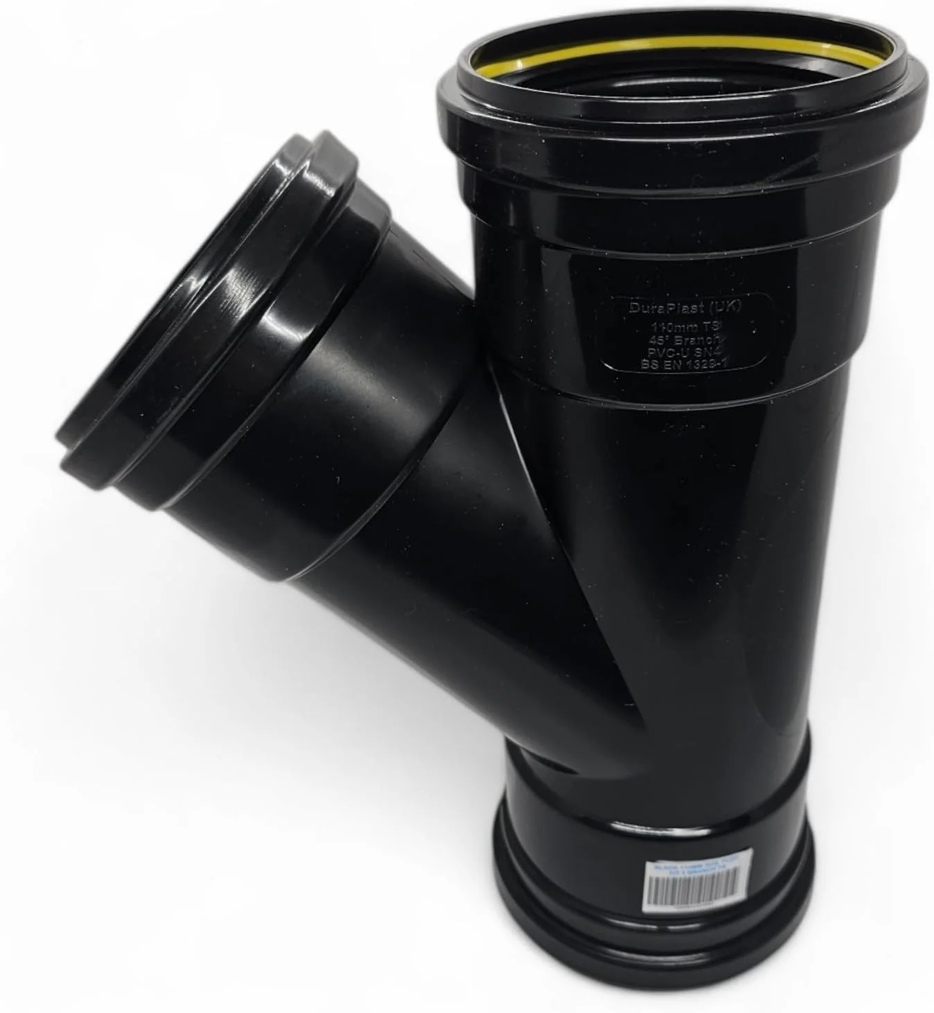 اتصال سه راهی 45 درجه پوش فیت خاکستری دوراپلاست UK™ سایز 110 میلی متر (4 اینچ) | اتصالات PVC بادوام دارای گواهینامه BS برای سیستم های زهکشی بالای و زیرزمینی | نصب آسان و عملکرد قابل اعتماد