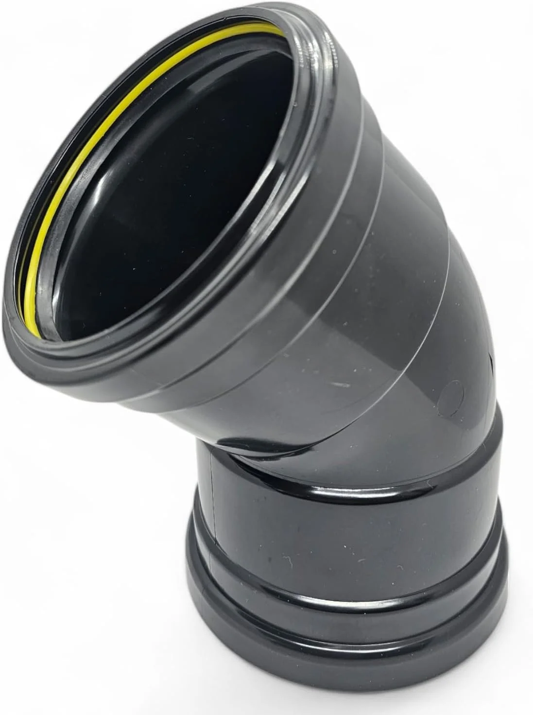 اتصال خم 45 درجه دو سر سوکت مشکی 110 میلی‌متری دوراپلاست انگلستان™ | اتصالات PVC بادوام دارای گواهینامه BS برای سیستم‌های زهکشی بالای و زیرزمینی | نصب آسان و عملکرد بدون نشتی