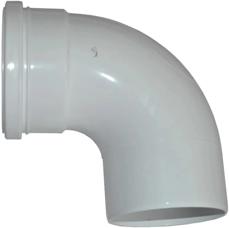 زانویی UPVC سایز 4 اینچ با زاویه 90 درجه، نوع فشاری تکی (خاکستری)