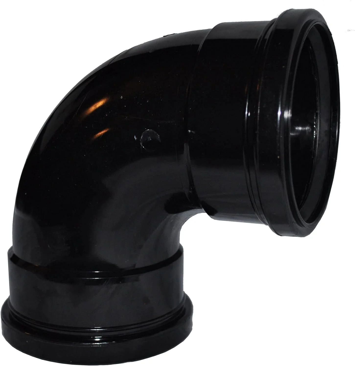زانویی 90 درجه دو سر سوکت لوله فاضلاب پوش فیت - مشکی