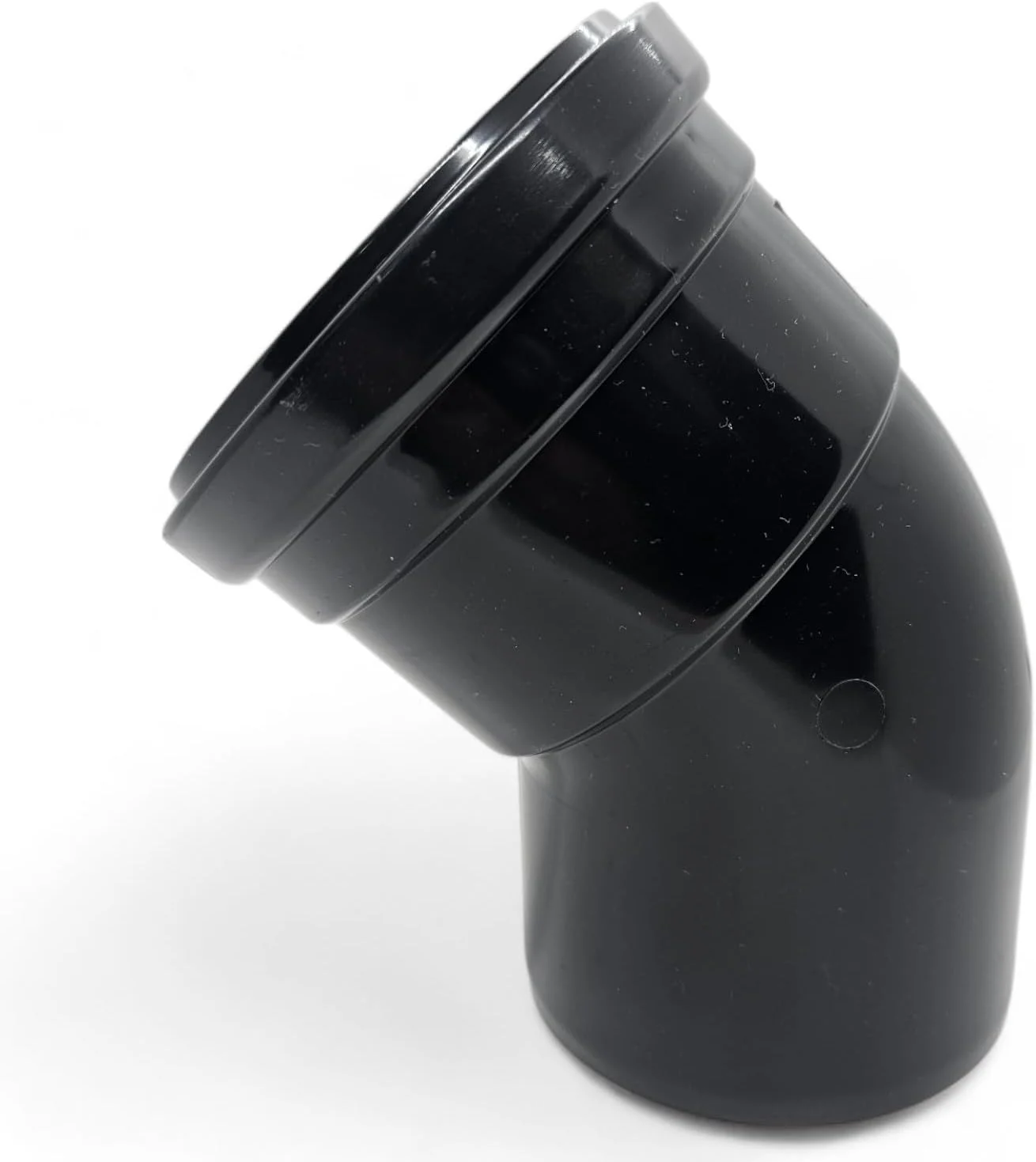 زانویی 45 درجه پوش فیت 110 میلی متری دوراپلاست UK™ مشکی تک سوکت | اتصالات PVC بادوام دارای گواهینامه BS برای سیستم های زهکشی بالای و زیر زمینی | نصب آسان و عملکرد بدون نشتی