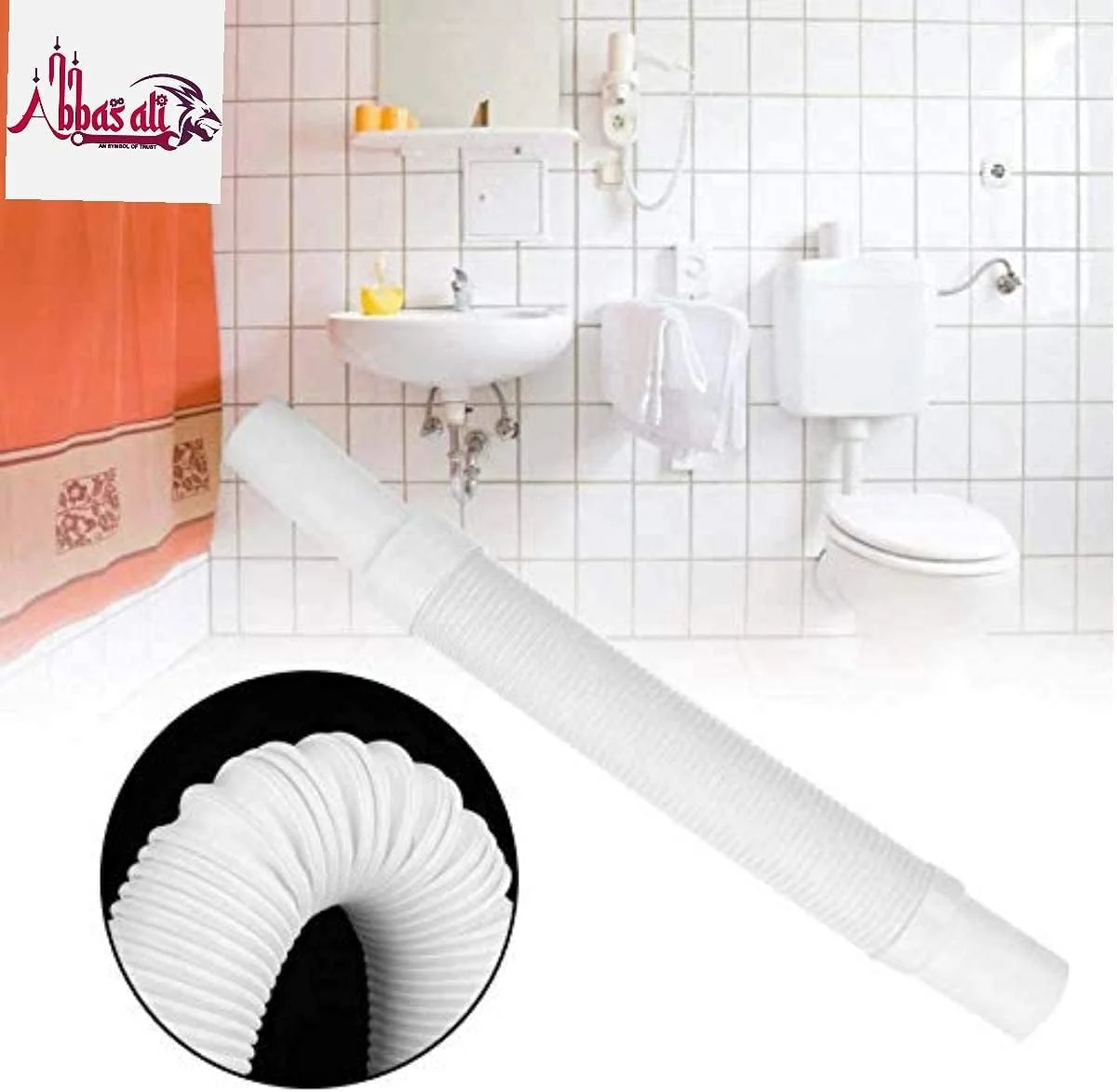 لوله خرطومی تخلیه آب انعطاف پذیر عباسعلی، مناسب برای حمام، روشویی و سینک ظرفشویی (1.1/4 اینچ)