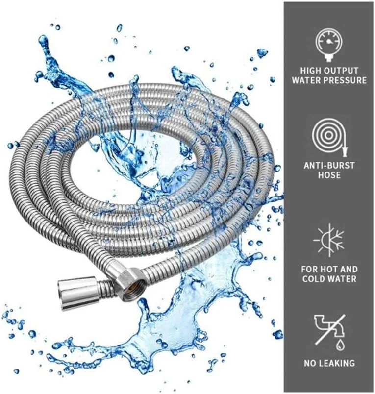 شلنگ دوش 2 متری Rururug، استیل ضد زنگ قابل افزایش طول، شلنگ دوش ضد گره خوردگی یونیورسال (1/2 اینچ)